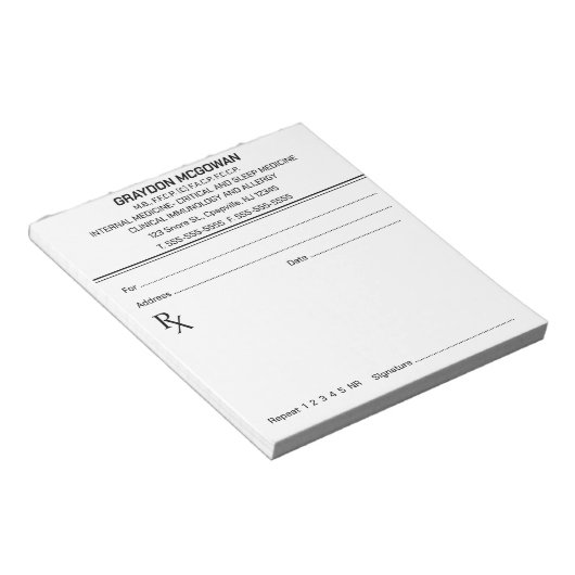 Editierbares Prescriptor Notizblock (angewinkelt)