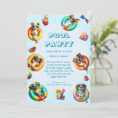 Editierbares Puppy Splash Birthday Pool Party Einladung (Stehend Vorderseite)