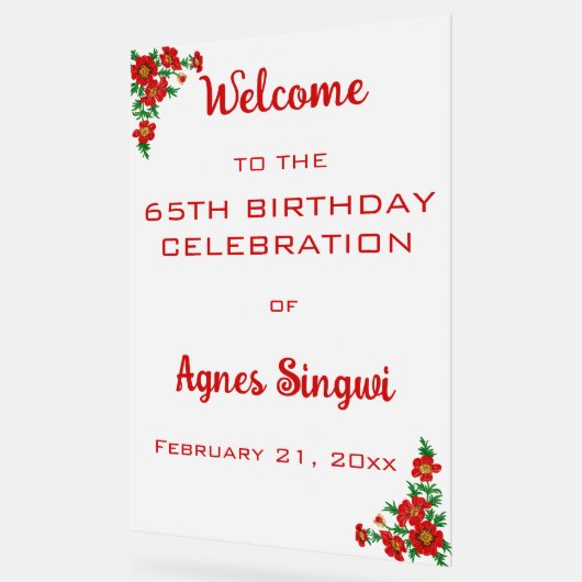 Editierbares Red Blume Celebration Akryllisches Ze Acrylschild (Winkel)