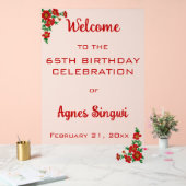 Editierbares Red Blume Celebration Akryllisches Ze Acrylschild (Hochzeit)