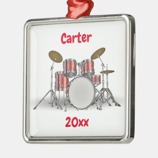 Editierbares Red Drum Set Ornament Aus Metall (Links)
