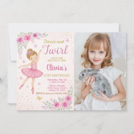 Editierbares rosa Ballerina Party Einladende Vorla Einladung