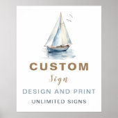 Editierbares Sailboat Benutzerdefiniertes Zeichen  Poster (Vorne)