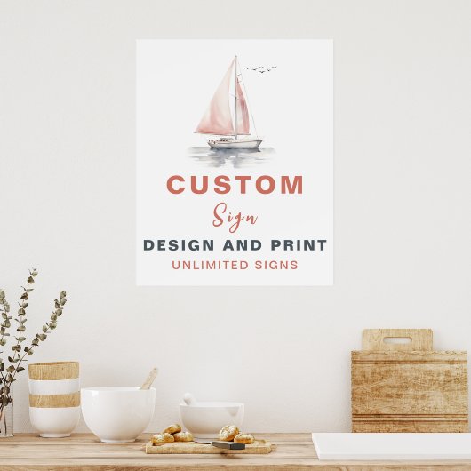 Editierbares Sailboat Custom Birthday Sign - Rosa Poster (Küche)