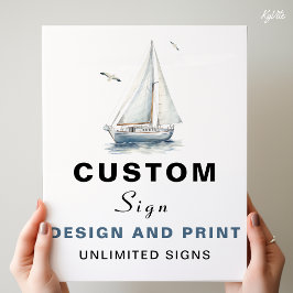 Editierbares Sailboat Nautic Custom Birthday Sign Poster