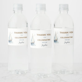 Editierbares Sailboat Water Flasche Label - blau Wasserflaschenetikett