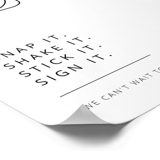 Editierbares Schwarz-Weiß-Hochzeitskamera-Zeichen Poster (Ecke)