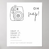 Editierbares Schwarz-Weiß-Hochzeitskamera-Zeichen Poster (Vorne)