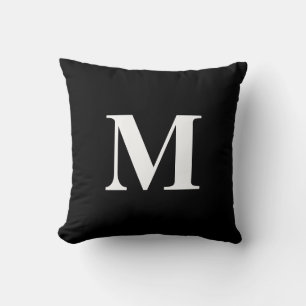 Editierbares Schwarz-Weiß-Monogramm Kissen