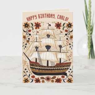 Editierbares Segelschiff Geburtstag Karte
