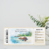 Editierbares Seychelles Flugzeug Boarding Ticket Einladung (Stehend Vorderseite)