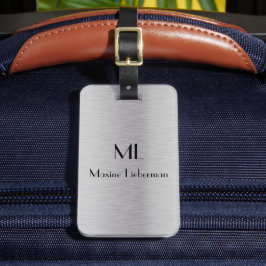 Editierbares Silber-Pinselmetall-Design Gepäckanhänger