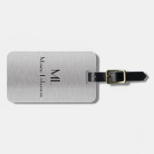 Editierbares Silber-Pinselmetall-Design Gepäckanhänger (Vorderseite horizontal)