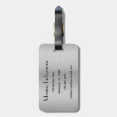 Editierbares Silber-Pinselmetall-Design Gepäckanhänger (Rückseite vertikal)