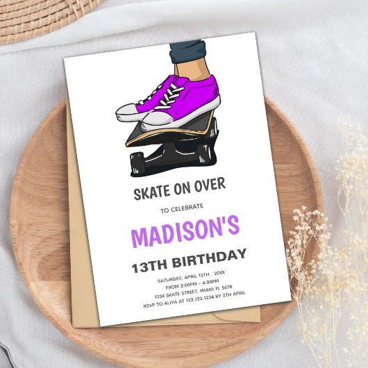 Editierbares Skater Party Einladung für Kinder