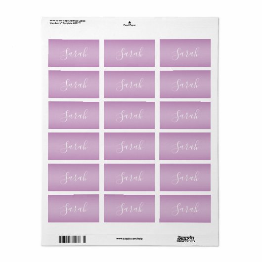Editierbares Soft Mauve Ombre & White Text Script Adressaufkleber (Vorne)
