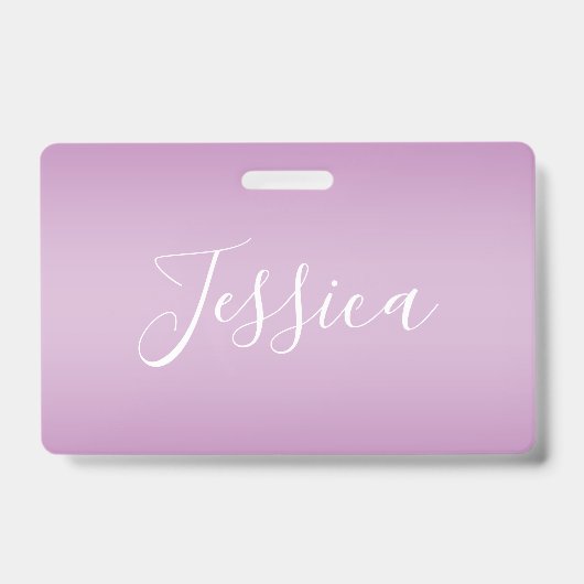 Editierbares Soft Mauve Ombre & White Text Script Ausweis (Vorderseite)