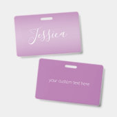 Editierbares Soft Mauve Ombre & White Text Script Ausweis (Vorder- & Rückseite)