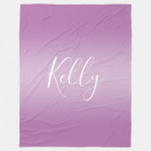 Editierbares Soft Mauve Ombre & White Text Script Fleecedecke (Vorderseite)