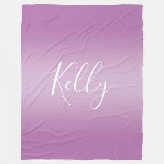 Editierbares Soft Mauve Ombre & White Text Script Fleecedecke (Vorderseite)