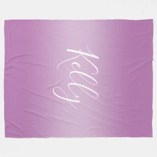 Editierbares Soft Mauve Ombre & White Text Script Fleecedecke (Vorderseite (Horizontal))