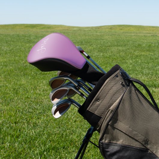 Editierbares Soft Mauve Ombre & White Text Script Golf Headcover (In SItu)