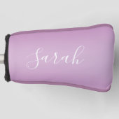Editierbares Soft Mauve Ombre & White Text Script Golf Headcover (Vorderseite)