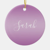 Editierbares Soft Mauve Ombre & White Text Script Keramik Ornament (Vorne)