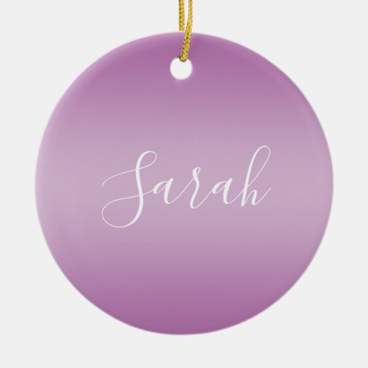 Editierbares Soft Mauve Ombre & White Text Script Keramik Ornament (Vorne)