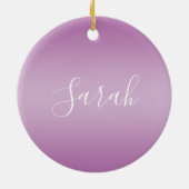 Editierbares Soft Mauve Ombre & White Text Script Keramik Ornament (Hinten)