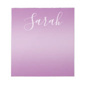 Editierbares Soft Mauve Ombre & White Text Script Notizblock (Vorderseite)