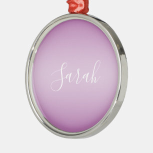 Editierbares Soft Mauve Ombre & White Text Script Ornament Aus Metall