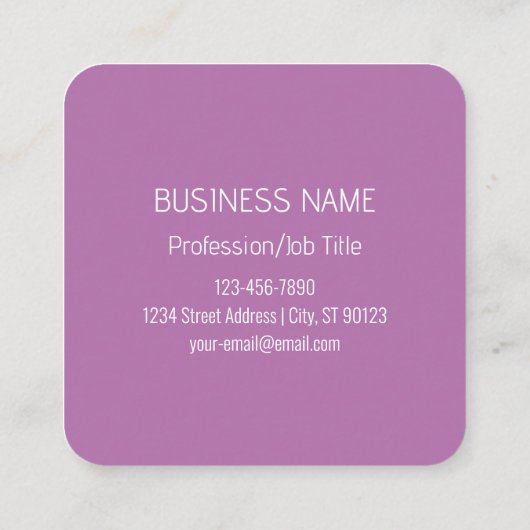 Editierbares Soft Mauve Ombre & White Text Script Quadratische Visitenkarte (Rückseite)