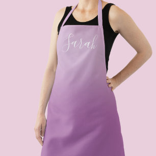 Editierbares Soft Mauve Ombre & White Text Script Schürze