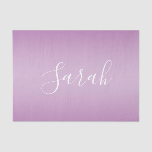 Editierbares Soft Mauve Ombre & White Text Script Seidenpapier (Vorderseite)