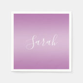 Editierbares Soft Mauve Ombre & White Text Script Serviette (Vorderseite)