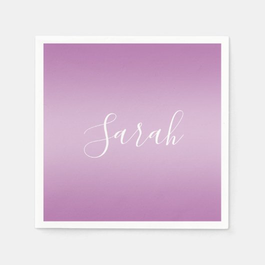 Editierbares Soft Mauve Ombre & White Text Script Serviette (Vorderseite)