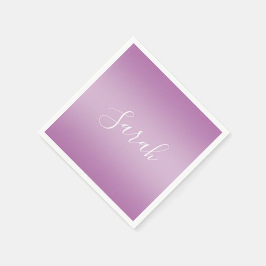Editierbares Soft Mauve Ombre & White Text Script Serviette (Ecke)