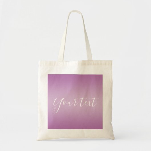 Editierbares Soft Mauve Ombre & White Text Script Tragetasche (Vorne)