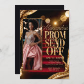 Editierbares Sparkling Gold Prom Absenden des DIY- Einladung (Vorne/Hinten)