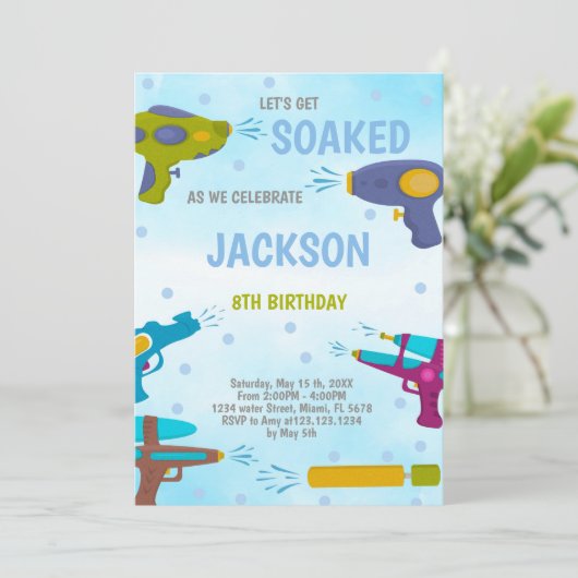 Editierbares Summer Splash Party laden Einladung (Stehend Vorderseite)