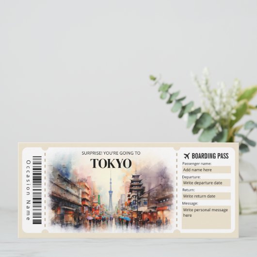 Editierbares Ticket für den Tokyo Boarding Pass Fl Einladung (Stehend Vorderseite)