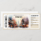 Editierbares Ticket für den Tokyo Boarding Pass Fl Einladung (Vorne/Hinten)