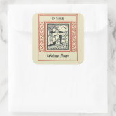 Editierbares Vintag Kneeling Archer Buchzeichen Quadratischer Aufkleber (Tasche)