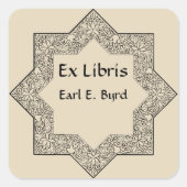 Editierbares Vintages Aight Point Star Buchzeichen Quadratischer Aufkleber (Vorderseite)