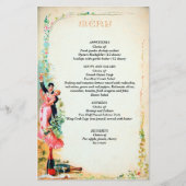 Editierbares Vintages Menü für Paare und Champagne (Vorderseite)