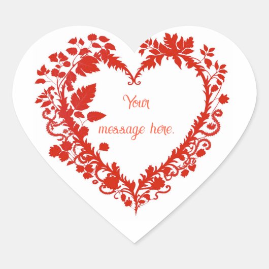 Editierbares Vintages Verziertes Leaf Valentine Herz-Aufkleber (Vorderseite)
