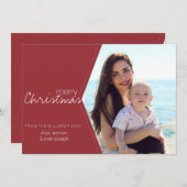 Editierbares Weihnachtsrotes Foto Feiertagskarte (Vorne/Hinten)