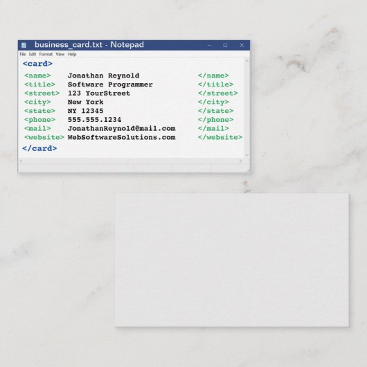 Editor Coder Format Computer Scientist-Programmier Visitenkarte (Vorne/Hinten)