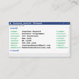 Editor Coder Format Computer Scientist-Programmier Visitenkarte